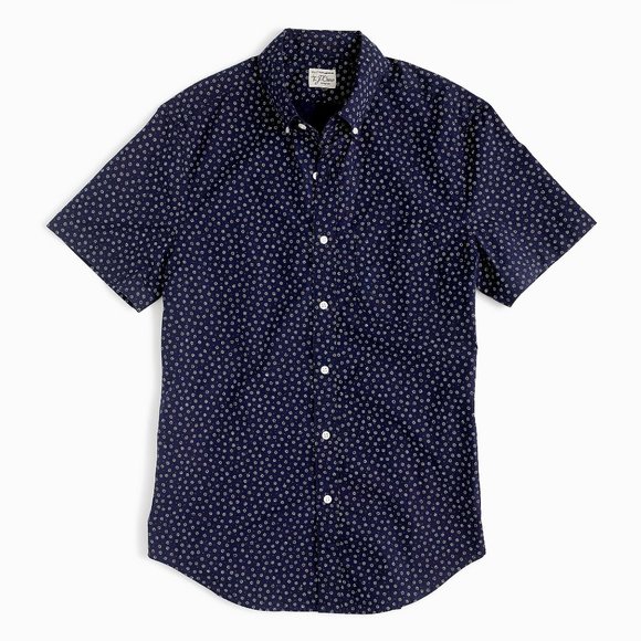 JCREW Navy BLUE Short Sleeve Daisy Print Shirt XS